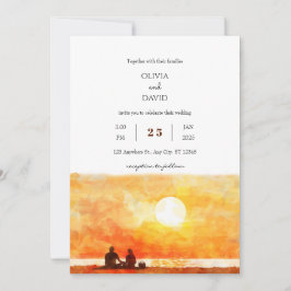 Convite de Casamento de Picnic Beach de Sunset de