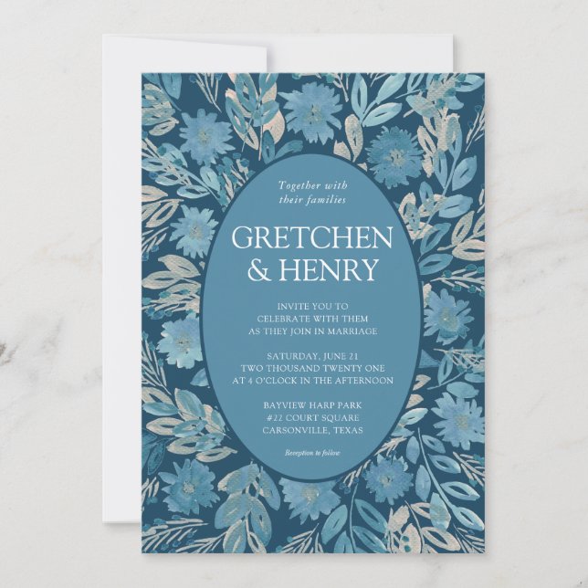 Convite De Casamento De Pintura Por Aquarela Flour (Frente)