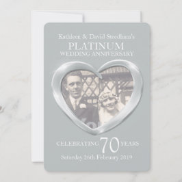 Convite de casamento de platina coração foto 70 an