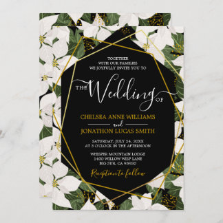 Convite de Casamento de Poinsettia Branca