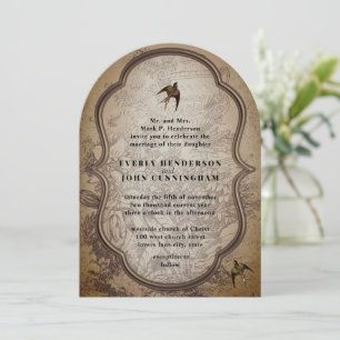 Convite de Casamento de Pombinhos Vintage em Urna
