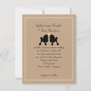 Convite de Casamento de Poodles Toy Elegantes