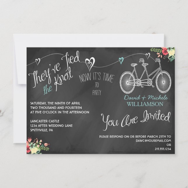 Convite de casamento de Posto de Quadros e Bicicle (Frente)