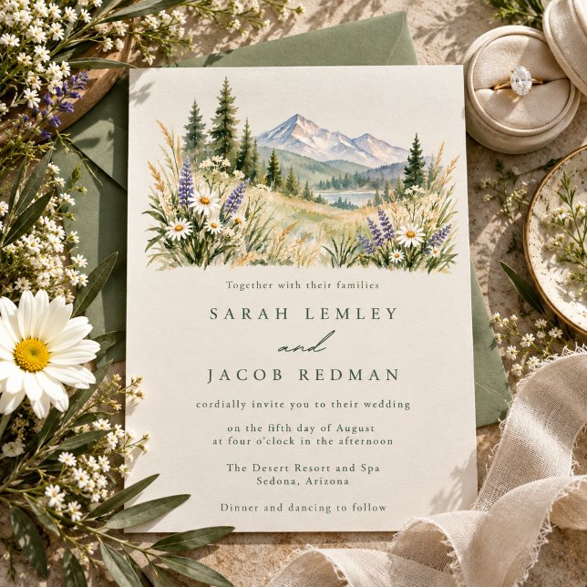 Convite de Casamento de Prado de Montanha Rústico (Rustic Mountain Meadow Wedding Invitation)