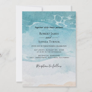 Convite de Casamento de Praia Azul de Verão