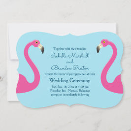 Convite de Casamento de Praia Blue Flamingo