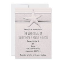 Convite de Casamento de Praia Branco Clássico Estr