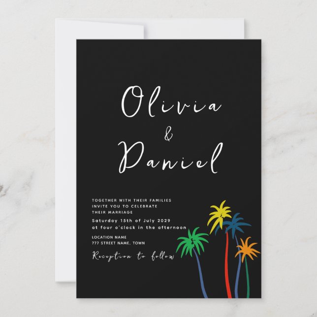 Convite de Casamento de Praia Chic Moderno (Frente)