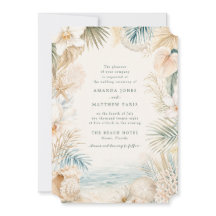 Convite de Casamento de Praia com Foto Elegante à 