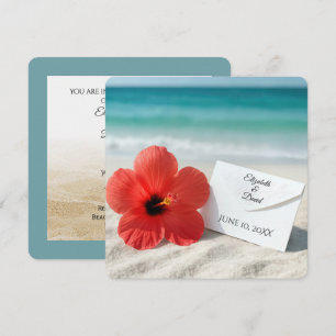 Convite De Casamento De Praia De Hibiscus Em Areia