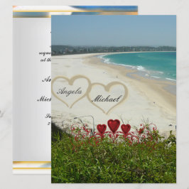Convite de Casamento de Praia Elegante Corações Ve