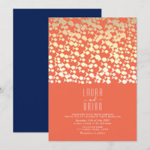 Convite de Casamento de Praia em Dourado e Azul Ma