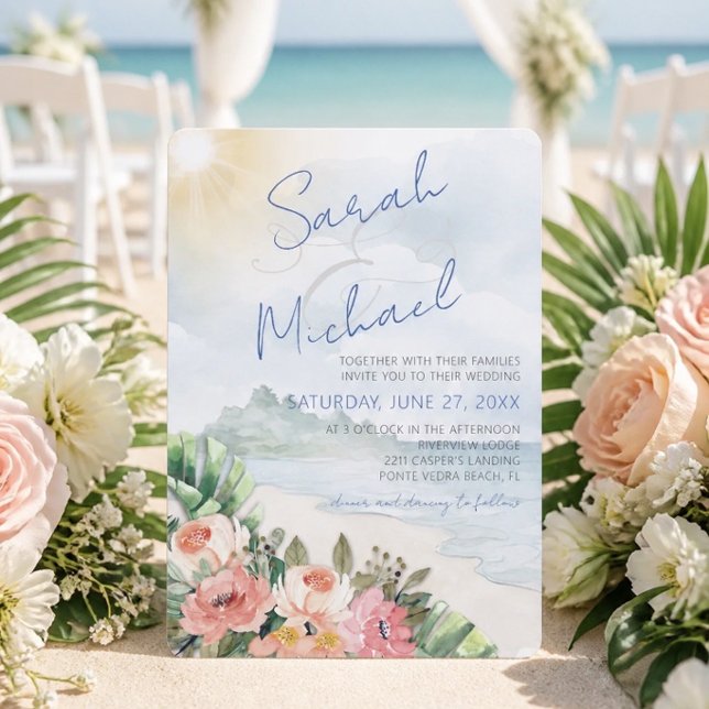 Convite de Casamento de Praia Moderno (Criador carregado)