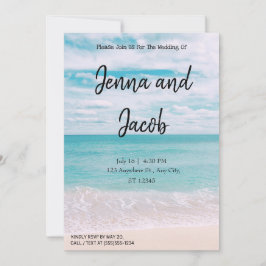 Convite de Casamento de Praia Moderno e Elegante