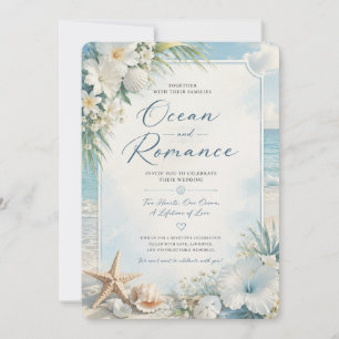 Convite de Casamento de Praia Romance Oceânico