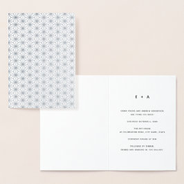 Convite De Casamento De Prata De Padrão Geométrico