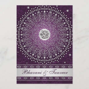 Convite de casamento de prata roxo Hindu 2 do rolo