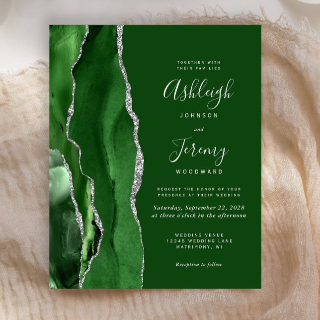 Convite de casamento de Prata Verde do Caçador de  (Criador carregado)