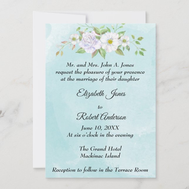 Convite de Casamento de Primavera com Flor de Casa (Frente)
