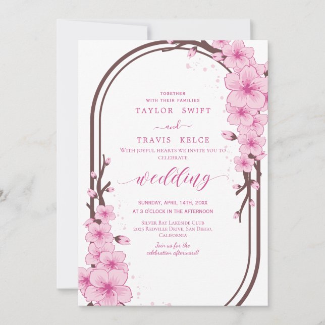 Convite de Casamento de Primavera com Flor de Cere (Frente)