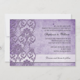 Convite De Casamento De Púrpura De Vintage Floral