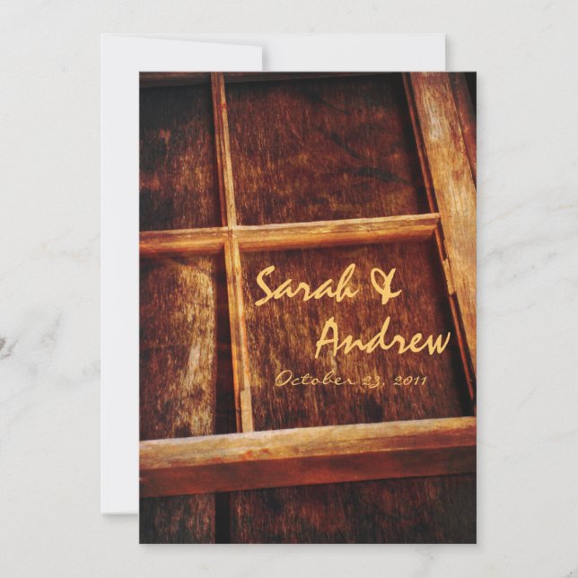 Convite de Casamento de Quadro da Janela Rústica (Frente)