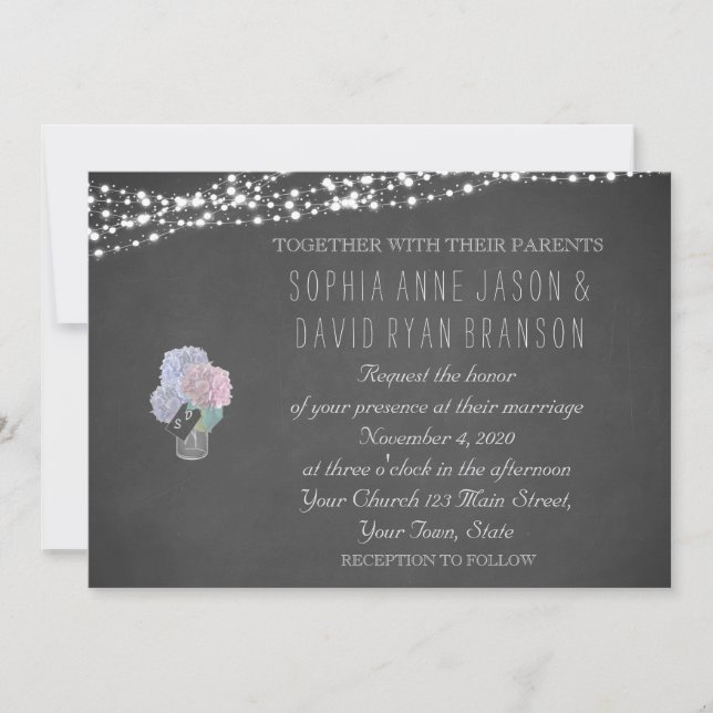 Convite de casamento de quadro de fixação das luze (Frente)