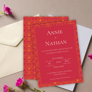 Convite De Casamento De Quadro Floral Chic Orange