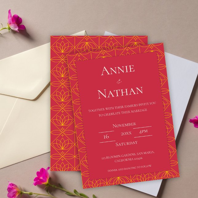 Convite De Casamento De Quadro Floral Chic Orange (Chic Orange Floral Frame Wedding Invitation)