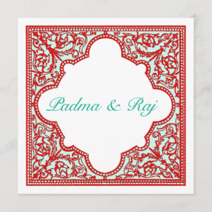 Convite De Casamento De Quadros De Vintagem Vermel
