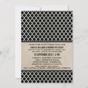 Convite de casamento de Quatrefoil Chic cinza