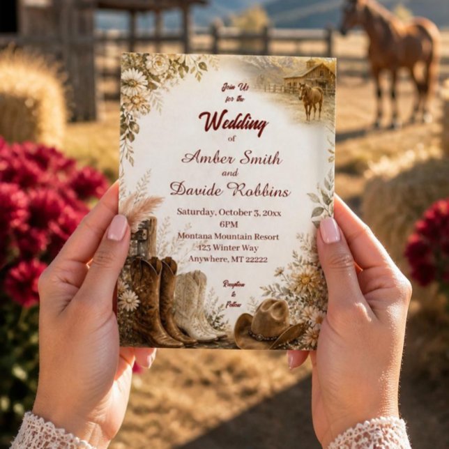 Convite de Casamento de Rancho Western de Luxo (Criador carregado)