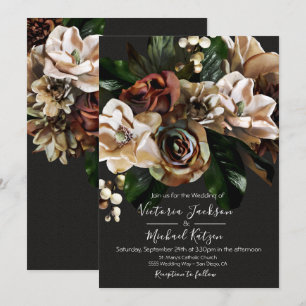 Convite De Casamento De Rembrandt Floral Dark & Mo