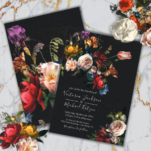 Convite De Casamento De Rembrandt Floral Dark & Mo