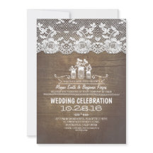 Convite de casamento de rendas de madeira de jarra