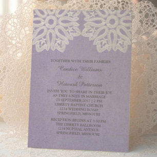 Convite de casamento de rendas Elegante Roxo