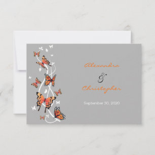 Convite de Casamento de Resposta Butterfly & Swirl