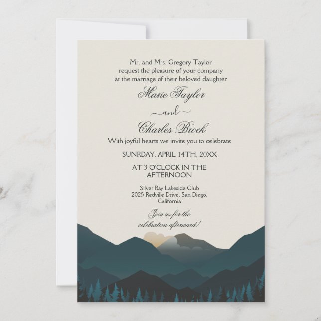 Convite de Casamento de Retiro na Montanha (Frente)