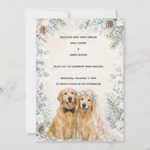 Convite de Casamento de Retriever Dourado para Inv