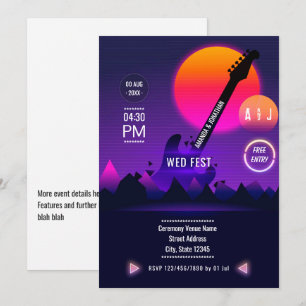 Convite de casamento de Rock and Roll