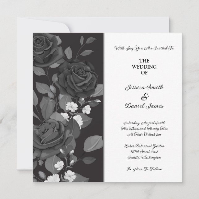 Convite de casamento de rosa (Frente)