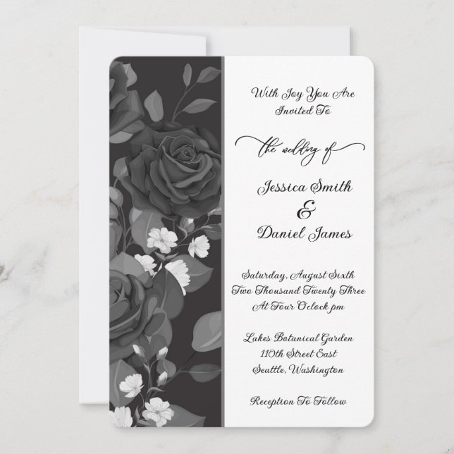 Convite de casamento de rosa (Frente)