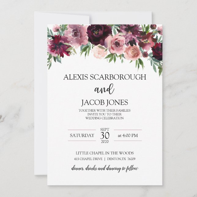 Convite de Casamento de Rosa Cinnamon (Frente)