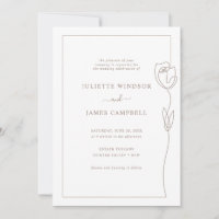 Convite de Casamento de Rosa de Desenho de Linha