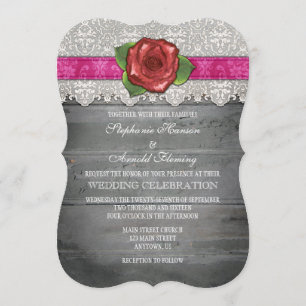 Convite de casamento de Rosa de madeira russa de C