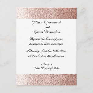 Convite De Casamento De Rosa Dourado Faux Glitter
