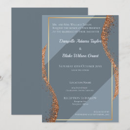 Convite De Casamento De rosa Dourado Glitter Dusty