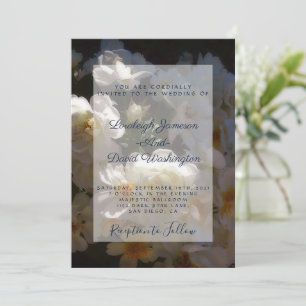 Convite de casamento de rosas brancas