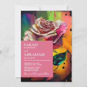 Convite de Casamento de Rosas Cor-de-Rosa Modernas