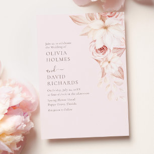 Convite de Casamento de Rosas Cor-de-Rosa Pálido E